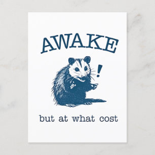 Awake But at What Coast Opposum Possum Retro Postcard