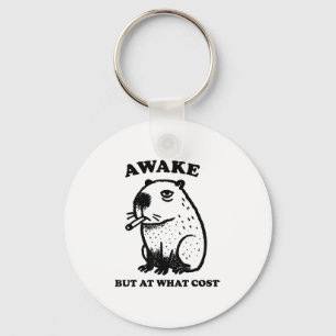 Awake But At What Cost - Smoking Capybara Key Ring