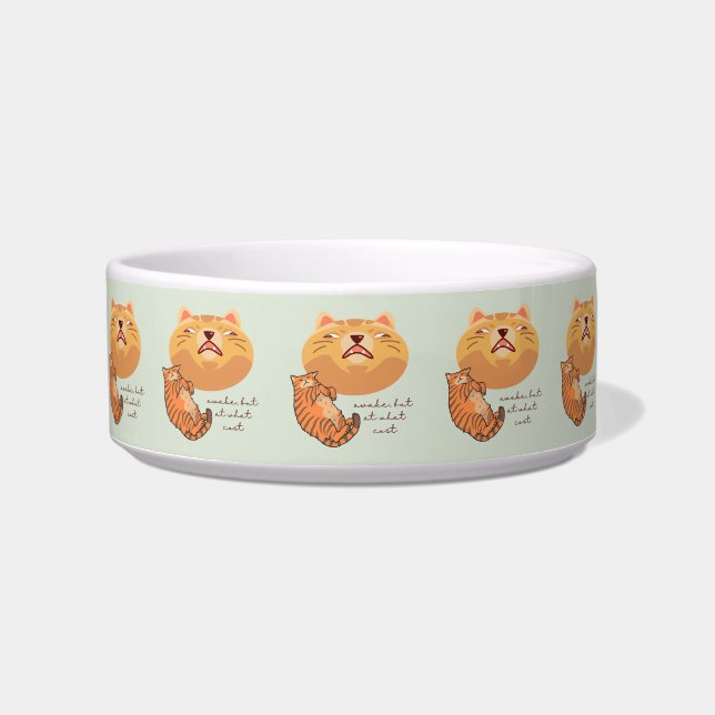 Awake Orange Cat Bowl (Front)