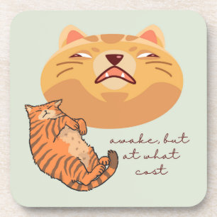 Awake Orange Cat Coaster