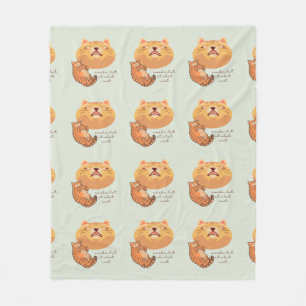 Awake Orange Cat Fleece Blanket