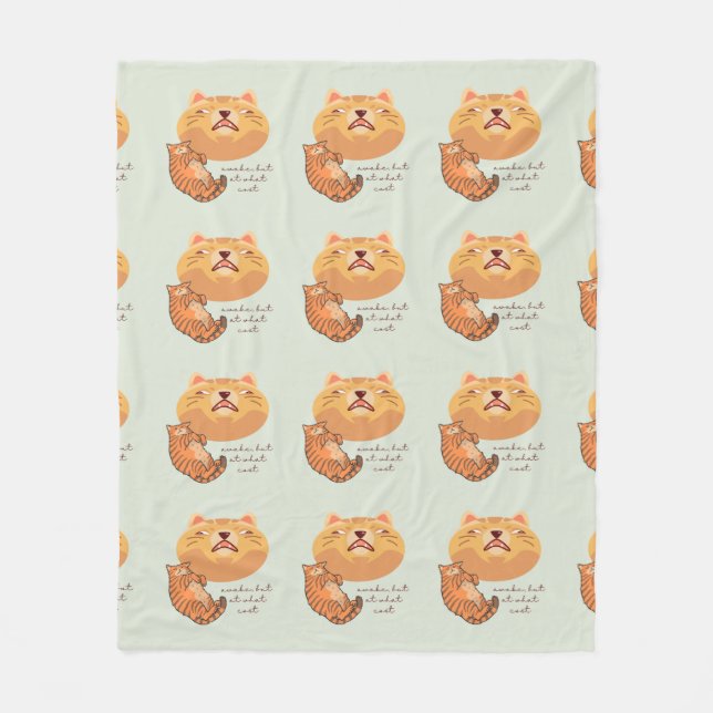 Awake Orange Cat Fleece Blanket (Front)