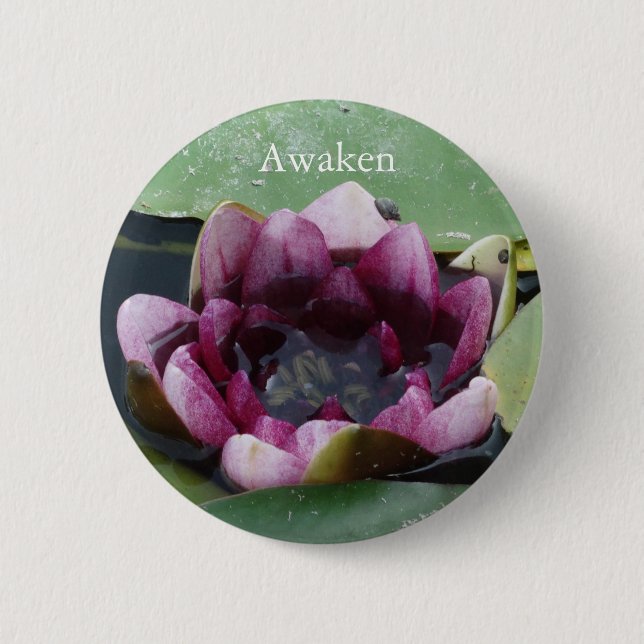 Awaken Lotus Flower Photo Round Badge (Front)