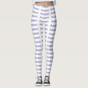 Awaken Yoga Pants, Purple on White Leggings