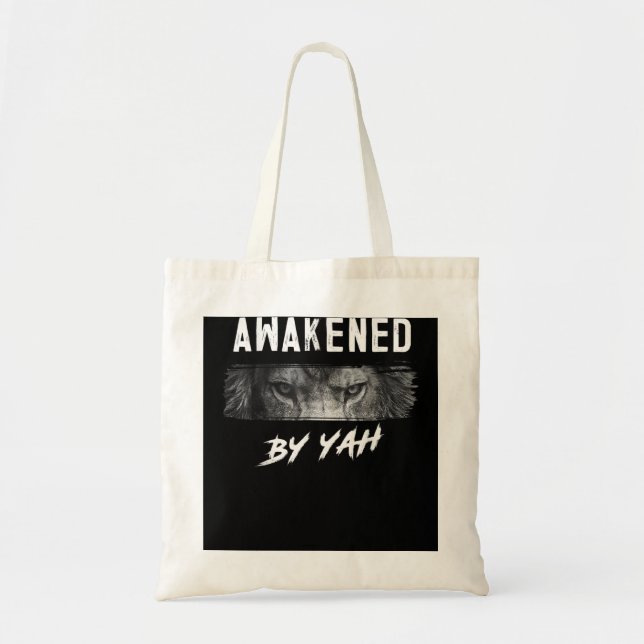 Awakened By Yah Hebrew Israelite Lion of Judah Jew Tote Bag (Front)