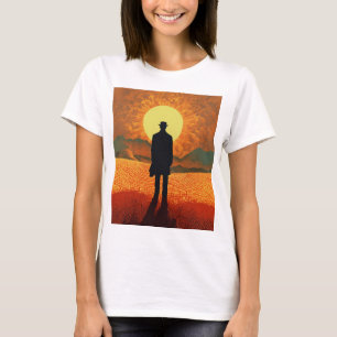 "Awakening Dawn: A Man's Gaze at the Sunrise" T-Shirt
