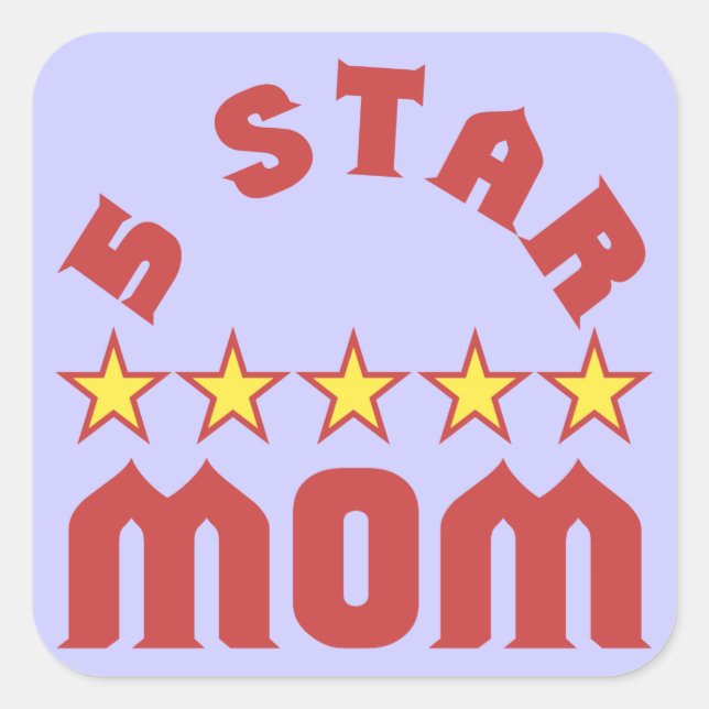 Award 5 Star Mum Square Sticker (Front)
