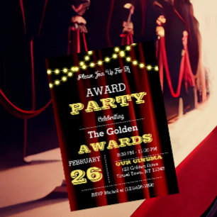 Award Party Velvet & Gold Small Invitation