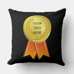 AWARD RIBBON gold I + your backgr. & text Cushion
