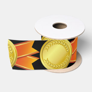 AWARD RIBBON gold I + your backgr. & text Satin Ribbon
