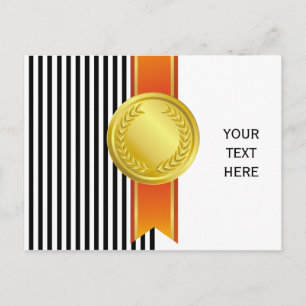AWARD RIBBON gold II + your backgr. & text Postcard