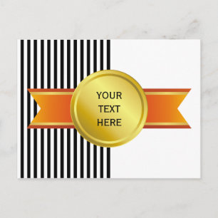 AWARD RIBBON gold III + your backgr. & text Postcard