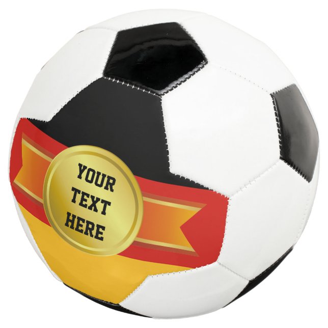 AWARD RIBBON gold III + your backgr. & text Soccer Ball (Three Quarter)