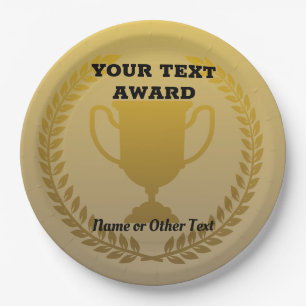 Award Winner Gold Wreath and Trophy Cup Paper Plate