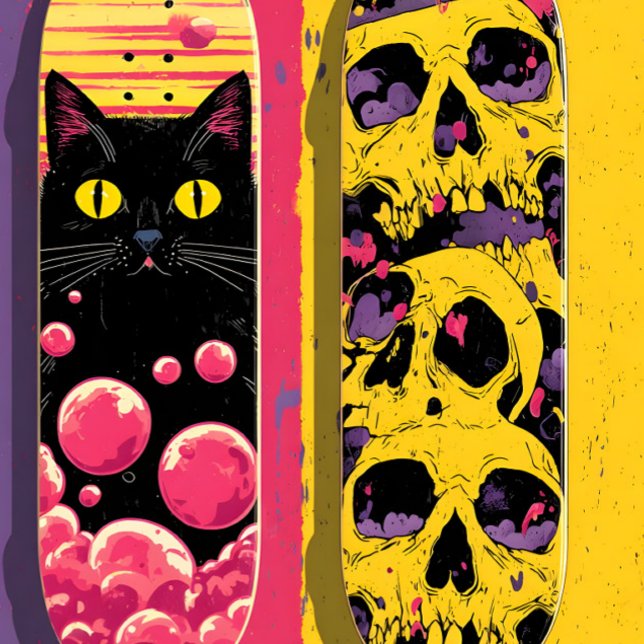Award-Winning Skateboard Purple Clouds on Yellow (Creator Uploaded)