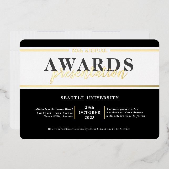 AWARDS DINNER modern event simple black tie gold (Envelope)