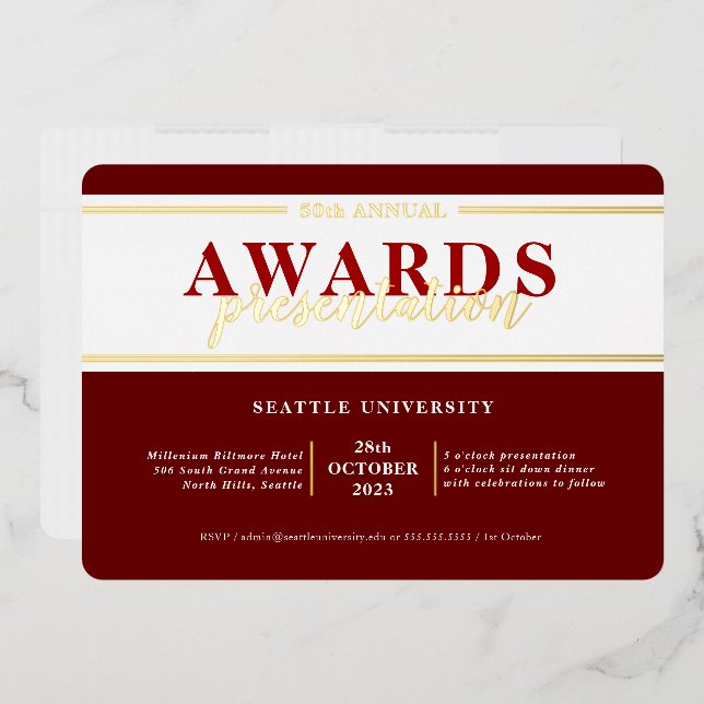 AWARDS DINNER modern event simple maroon red gold (Envelope)