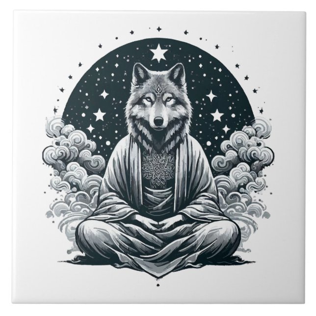 Aware Wolf Ceramic Tile (Front)