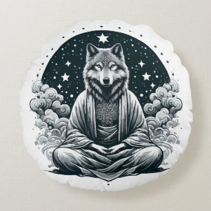 Aware Wolf Round Cushion
