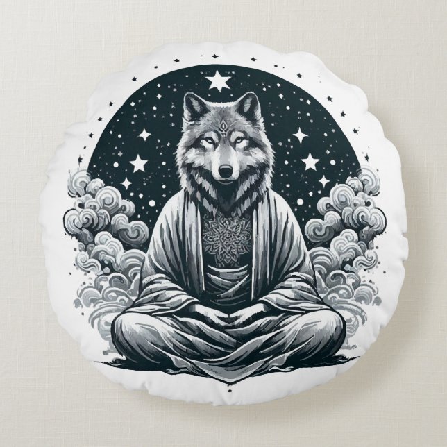 Aware Wolf Round Cushion (Front)