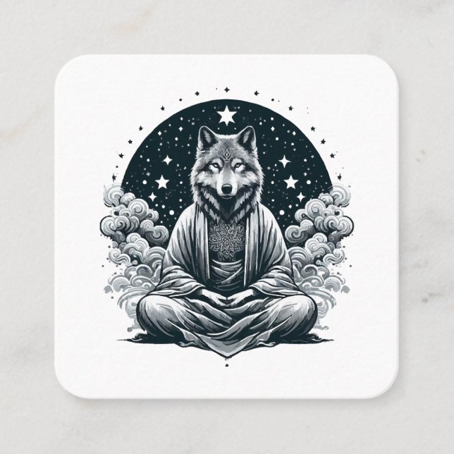 Aware Wolf Square Business Card (Front)