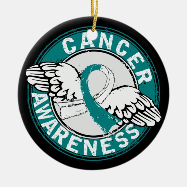 Awareness 14 Cervical Cancer Ceramic Tree Decoration (Front)