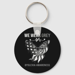 Awareness 4th July Grey Butterfly Key Ring