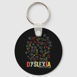 Awareness Alphabet Rainbow Silver Ribbon Retro  Key Ring
