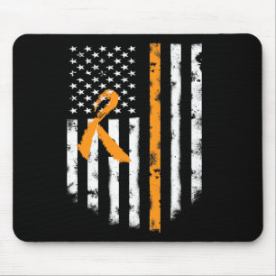 Awareness American Flag Orange Ribbon Tee Mouse Pad