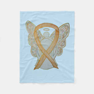 Awareness Angel Gold Ribbon Soft Blanket
