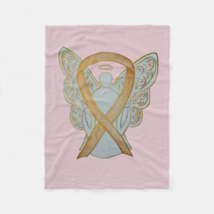 Awareness Angel Gold Ribbon Soft Blanket