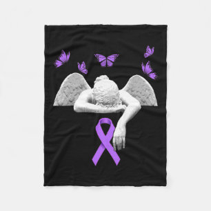 Awareness Angel Purple Ribbon Butterfly Fleece Blanket