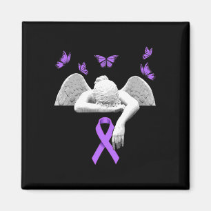 Awareness Angel Purple Ribbon Butterfly Magnet
