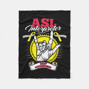 Awareness Asl Deafness Hearing Loss Warrior Fleece Blanket