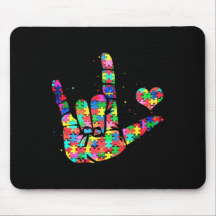 Awareness Asl Love Sign Language Puzzle Pieces Mouse Pad