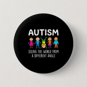 Awareness autism seeing the world from a different 6 cm round badge