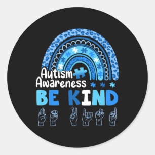 Awareness Be Kind Asl Hand Sign Language  Classic Round Sticker