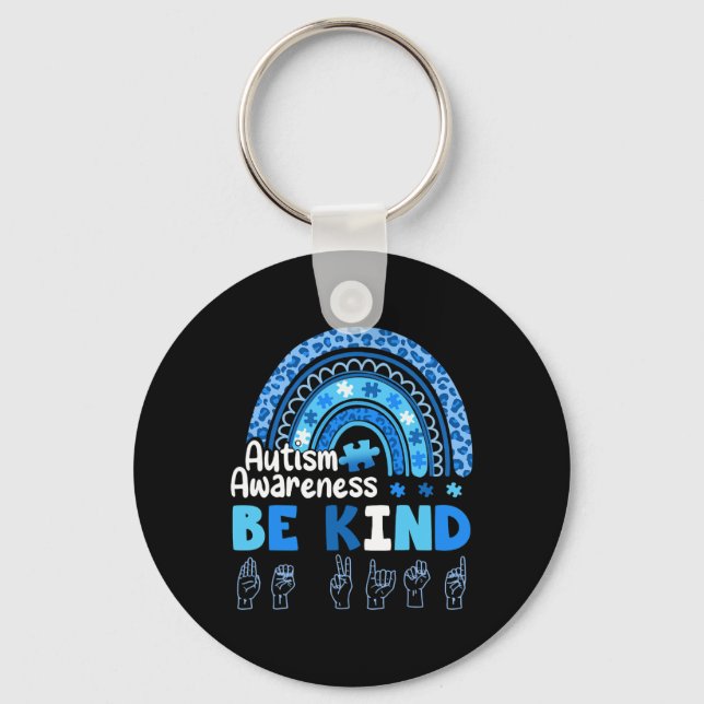 Awareness Be Kind Asl Hand Sign Language  Key Ring (Front)