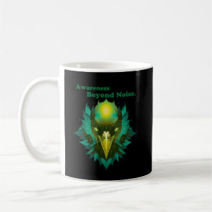 Awareness Beyond Noise Cosmic Raven Symbol Coffee Mug