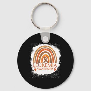 Awareness Bleached Rainbow Orange Ribbon Men Key Ring