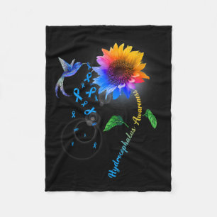 Awareness Blue Sunflower Hummingbird Fleece Blanket