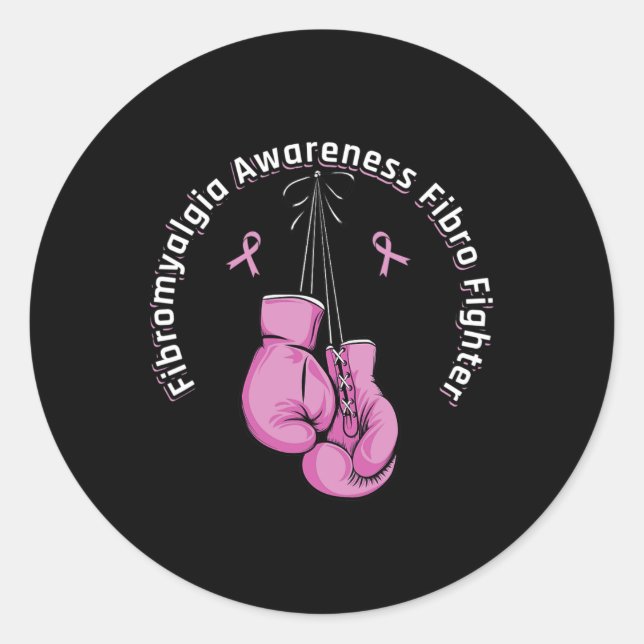 Awareness Boxing Gloves Fibro fighter  Classic Round Sticker (Front)