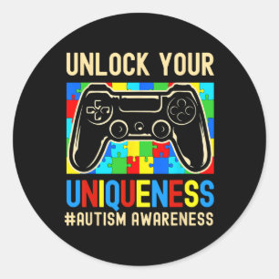 Awareness Boys Girls Video Game Controller Gamer K Classic Round Sticker