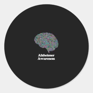 Awareness Brain Dementia Word Cloud Classic Round Sticker