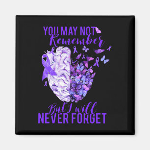 Awareness Brain Purple Ribbon You May Not Remember Magnet
