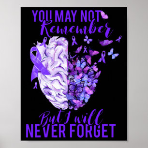 Awareness Brain Purple Ribbon You May Not Remember Poster