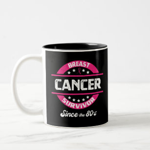 Awareness Breast Cancer Survivor Since 80s Two-Tone Coffee Mug