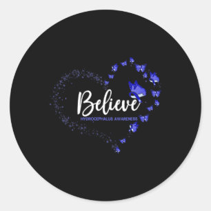 Awareness Butterfly Believe Classic Round Sticker