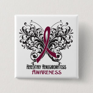 Awareness Butterfly Hereditary Hemochromatosis 15 Cm Square Badge