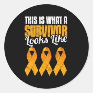 Awareness Cancer Survivor Orange Ribbon Classic Round Sticker